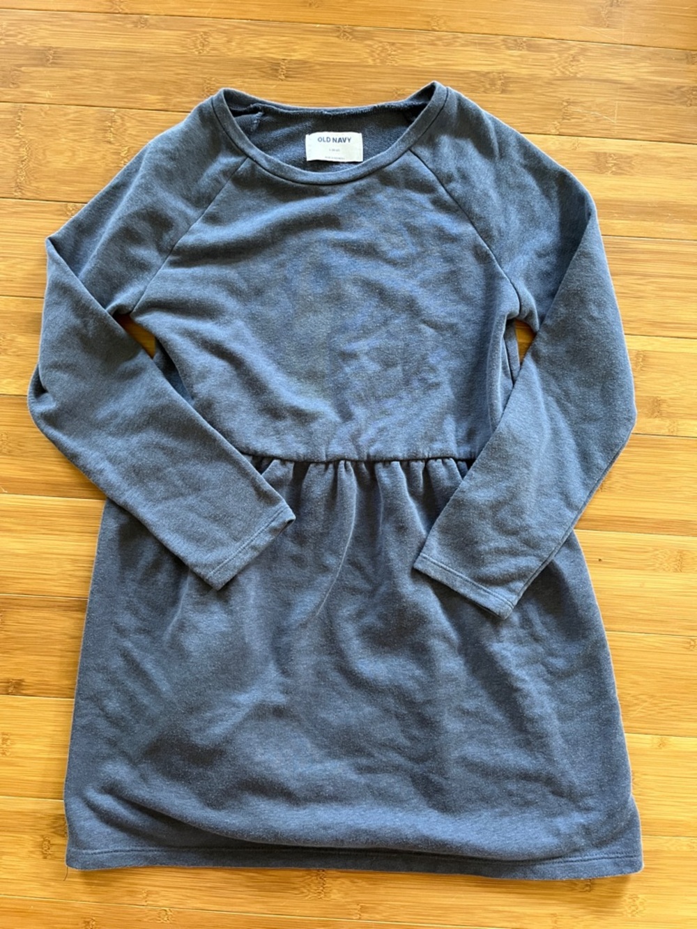 Old Navy Girls' Heather Slate Blue Long Sleeve Knit Dress